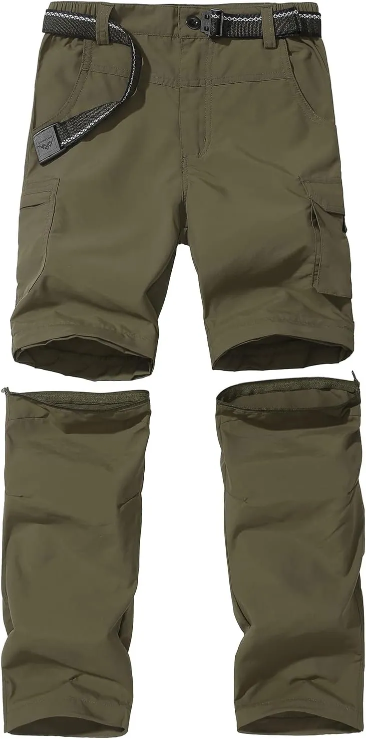 JOMLUN Boy’s Scout Pants Convertible Hiking Quick Dry Zip Off Pants Outdoor Climbing Casual Trouser Kids Youth Cargo Pants