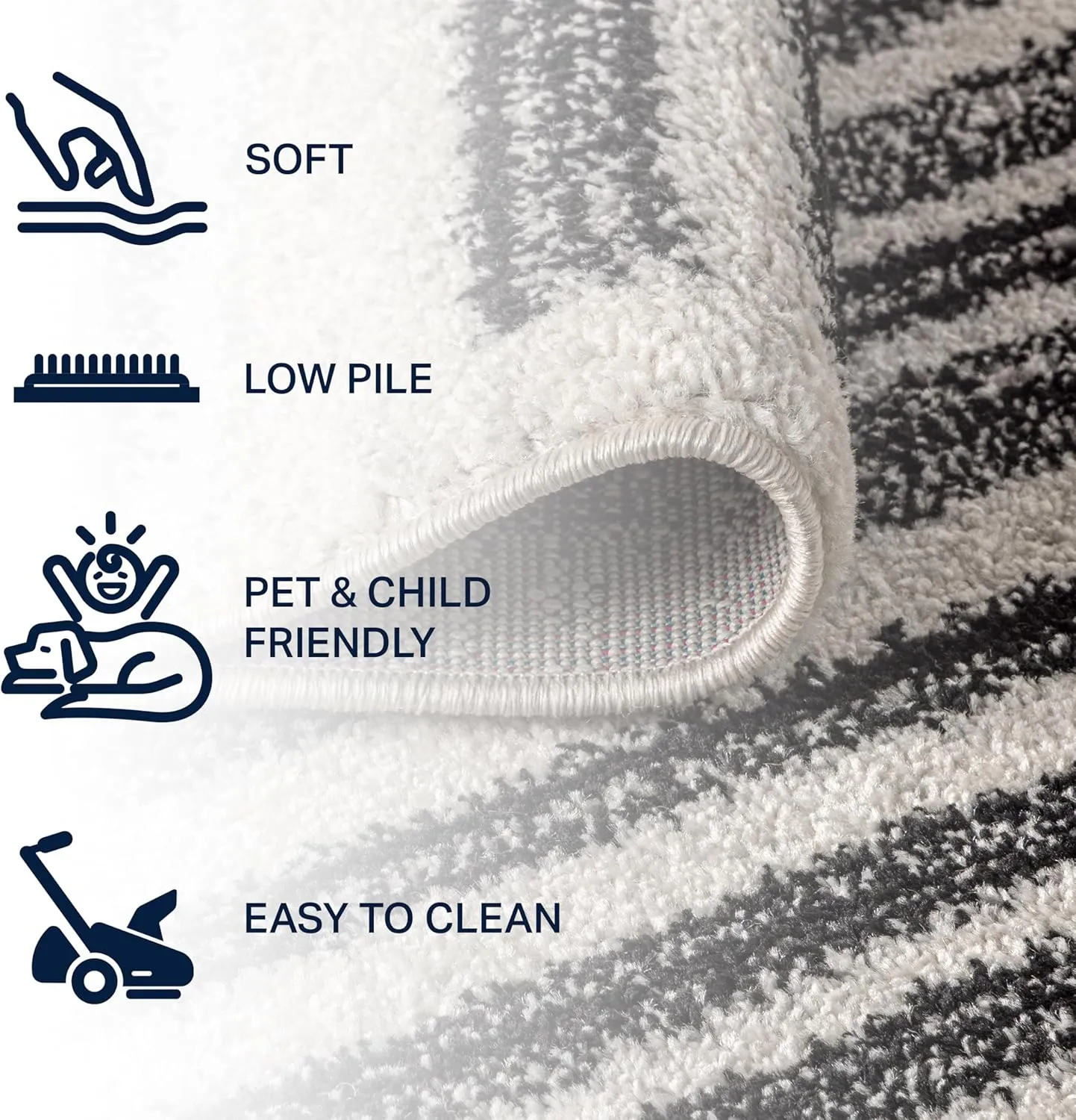 JONATHAN Y MOH207A-8SQ Khalil Modern Berber Stripe Area Rug, Contemporary, Bohemian, Scandinavian, Minimalistic, Rustic for Living Room, Dining Room, Bedroom, Kitchen, Cream/Black, 8' Sqaure