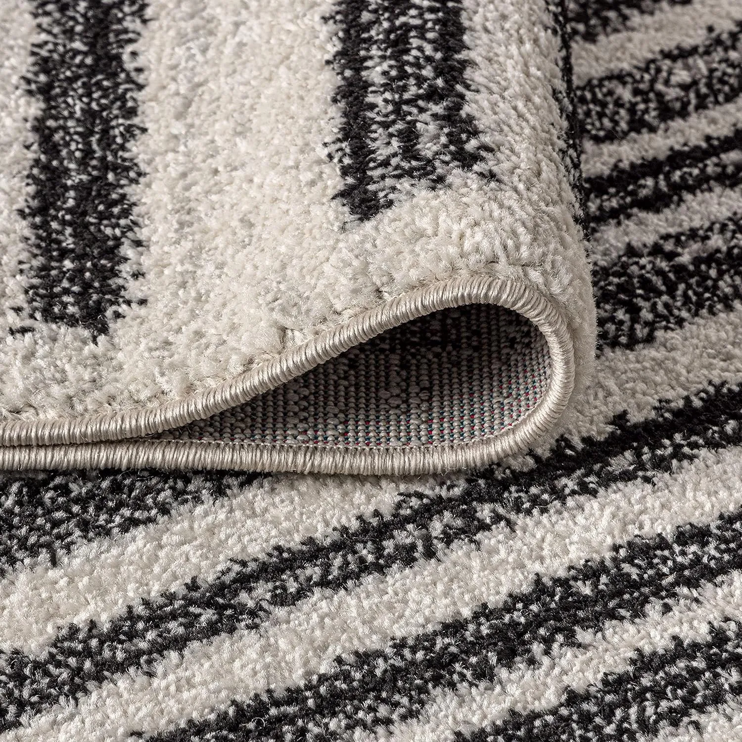 JONATHAN Y MOH207A-8SQ Khalil Modern Berber Stripe Area Rug, Contemporary, Bohemian, Scandinavian, Minimalistic, Rustic for Living Room, Dining Room, Bedroom, Kitchen, Cream/Black, 8' Sqaure
