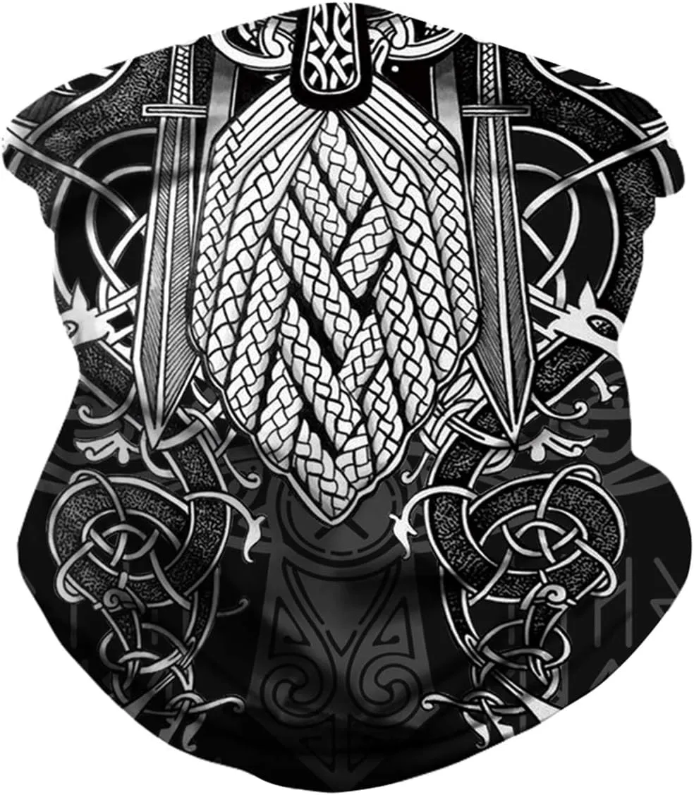 JooMeryer Seamless Bandanas Balaclava Face Mask Neck Gaiter Viking Print for Men Women