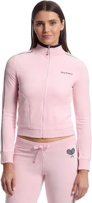 Juicy Couture Women's Heritage Mock Neck Track Jacket with Back Graphic