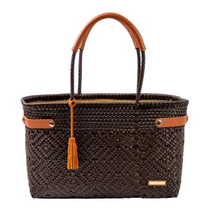 Jumbo Basket Tote Braided Solid Brown