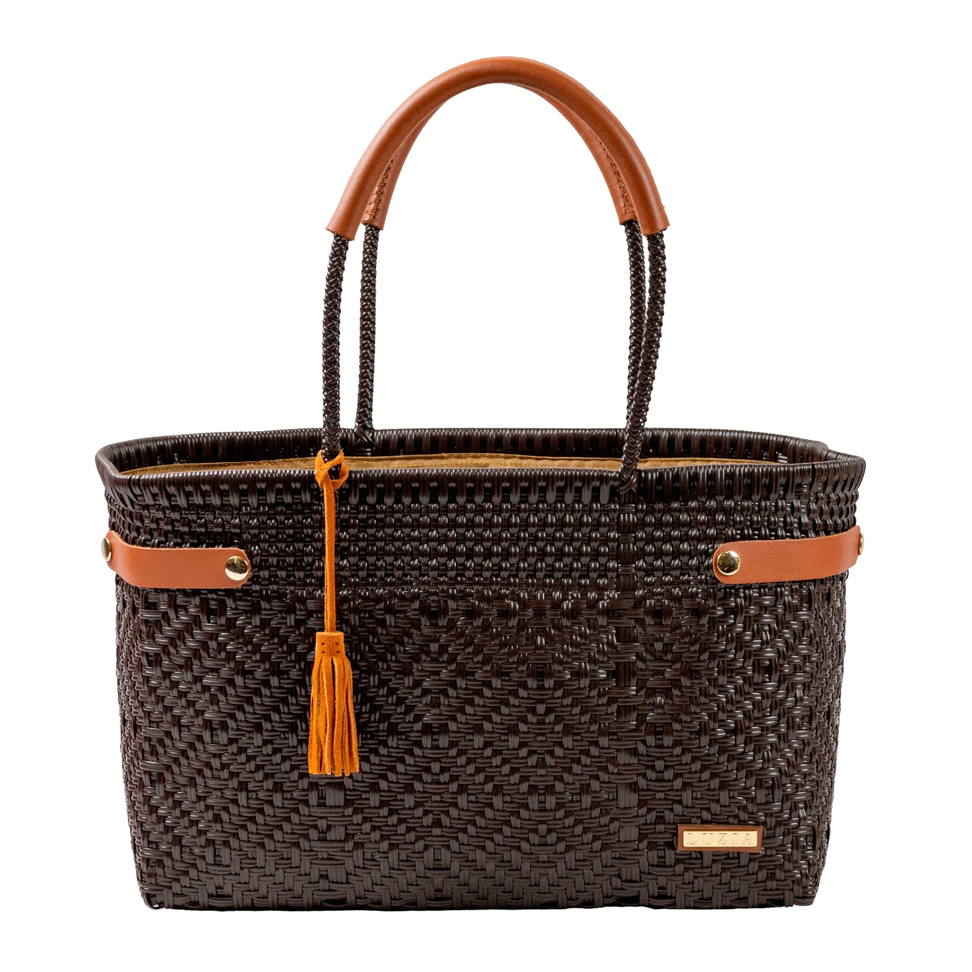 Jumbo Basket Tote Braided Solid Brown
