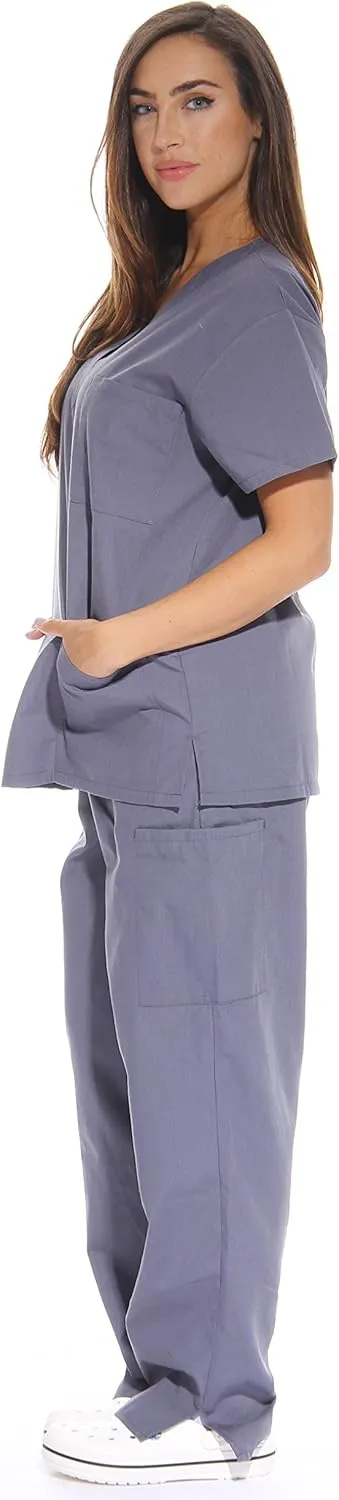 Just Love Women's Six Pocket Medical Scrubs Set (V-Neck with Cargo Pant)