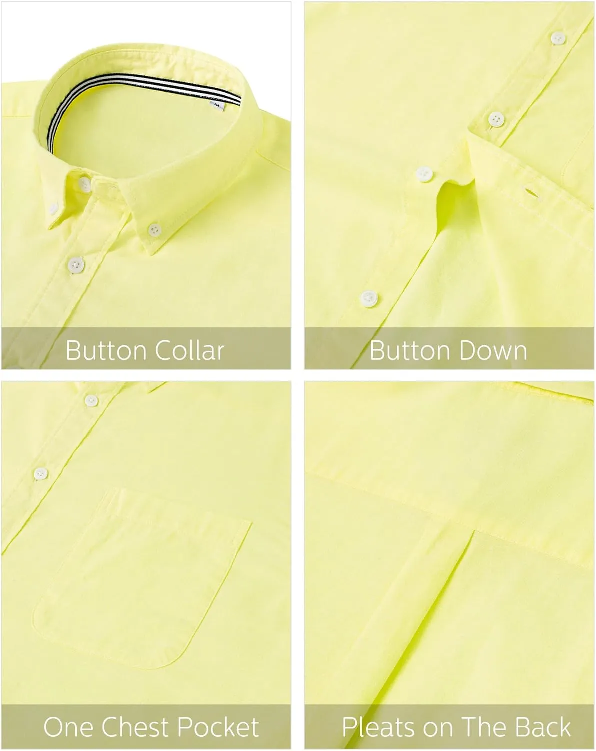 J.VER Men's Oxford Shirt Solid Casual Button Down Collar Shirts Long Sleeve Dress Shirts with Pocket