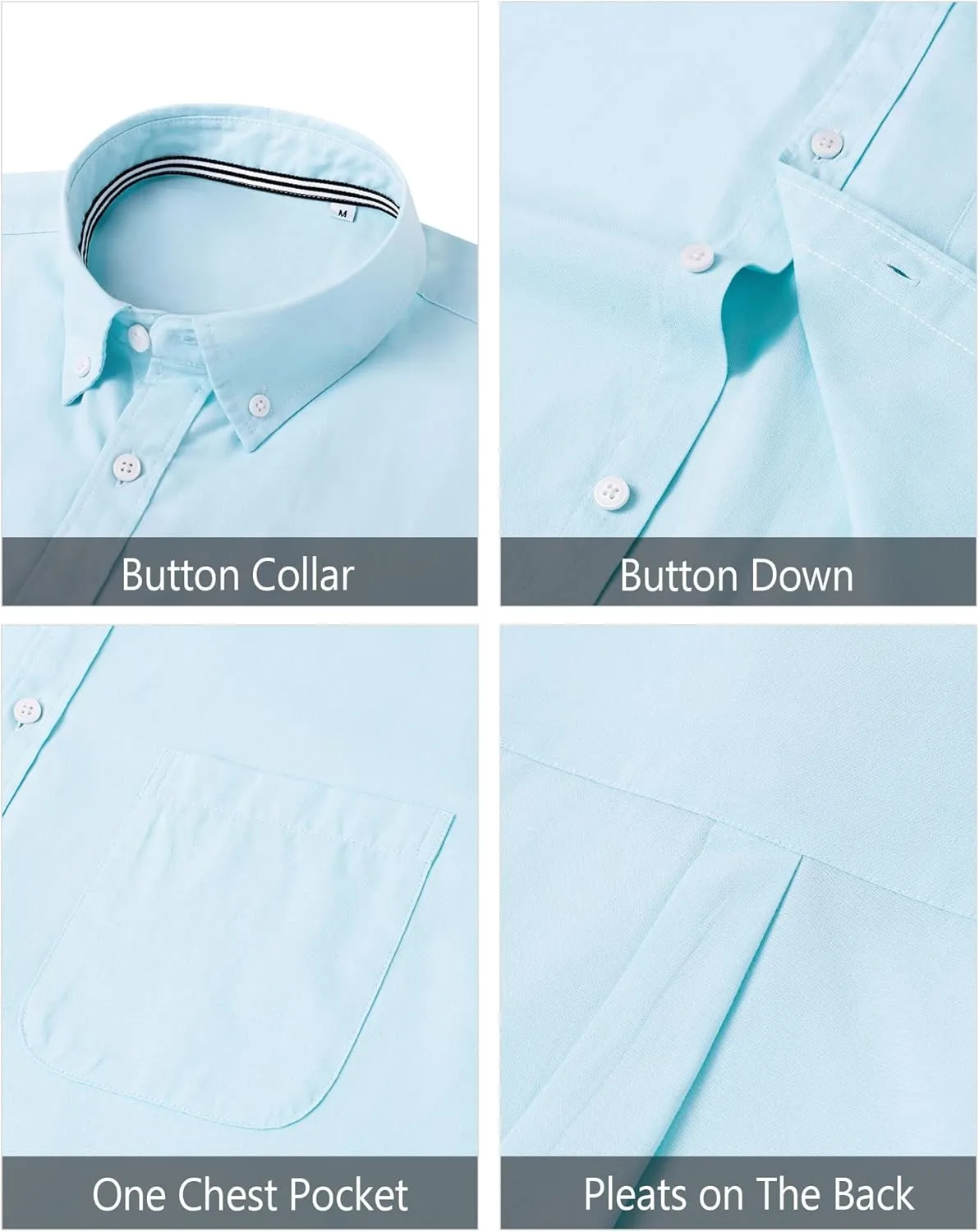 J.VER Men's Oxford Shirt Solid Casual Button Down Collar Shirts Long Sleeve Dress Shirts with Pocket