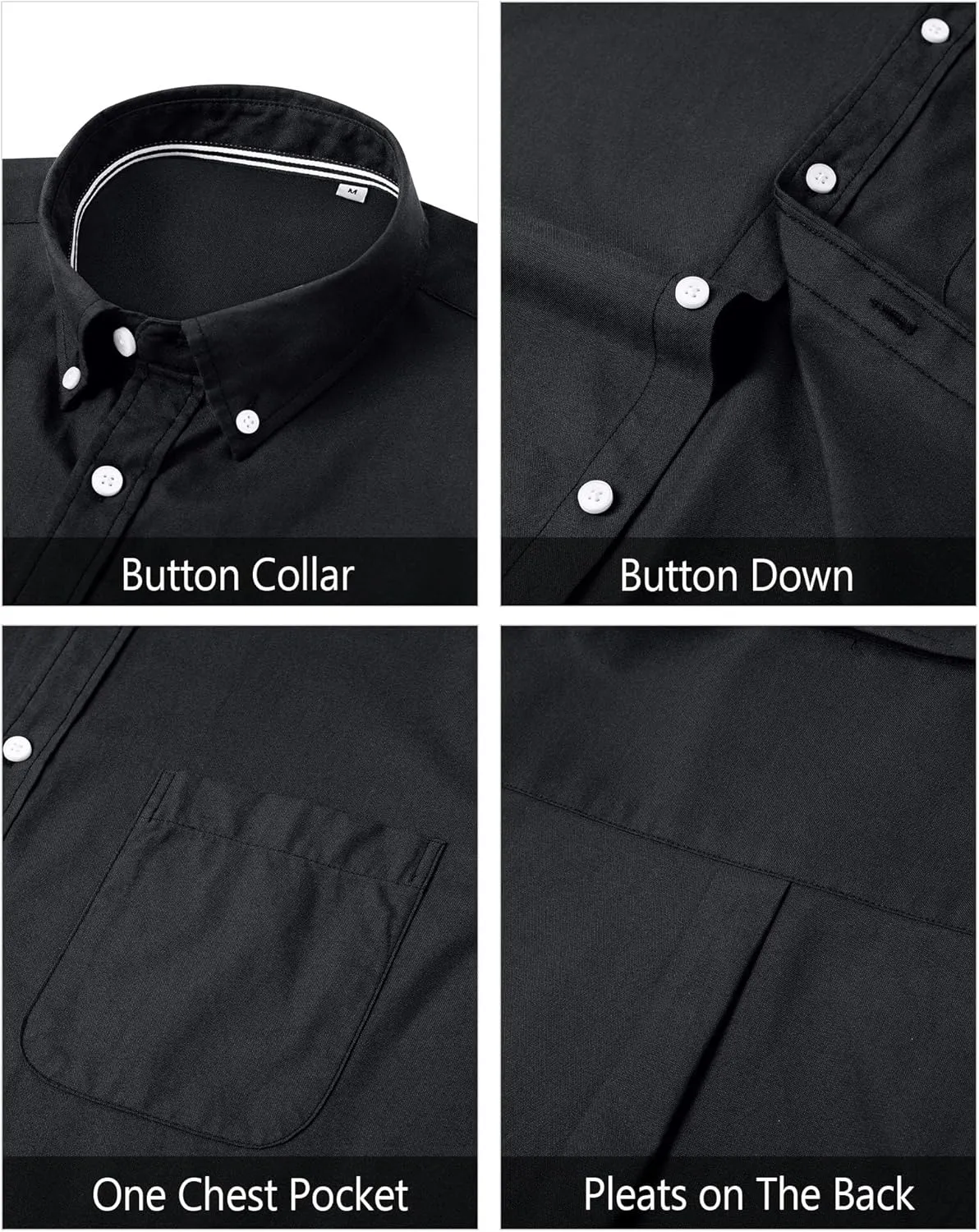 J.VER Men's Oxford Shirt Solid Casual Button Down Collar Shirts Long Sleeve Dress Shirts with Pocket