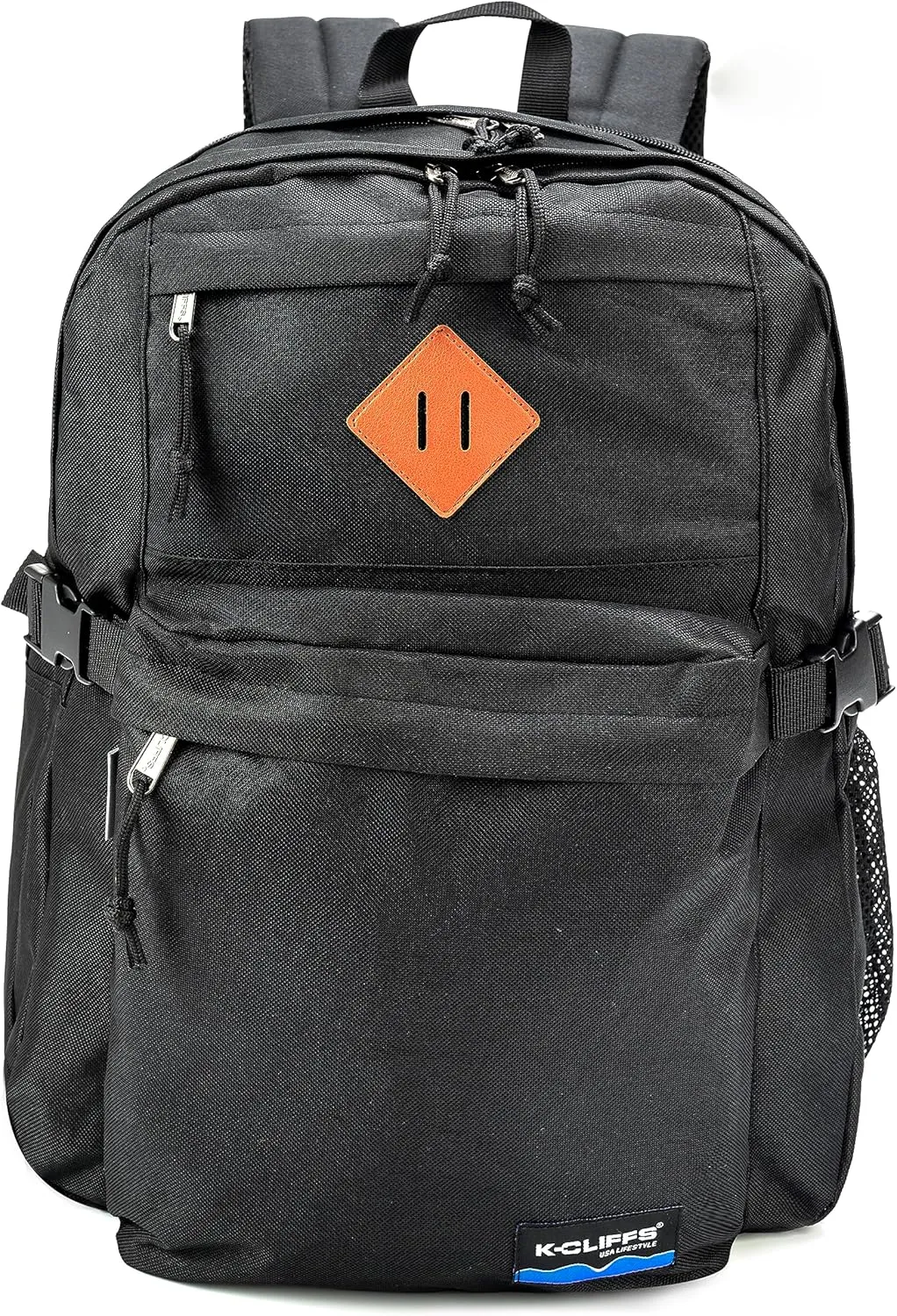 K-Cliffs Classic Backpack Basic Student Campus Daypack Simple Travel Rucksack with Laptop Compartment Bottle Holder Padded Straps Black