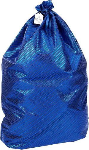 K-Kraft 26 x 35.5 inches Reusable Easy-to-Use Gift Wrap Bag available in Three Sizes great for Hanukkah, Valentine's Day, Christmas, Birthdays and more (Festive Blue Stripes, 26 x 35.5 inches)
