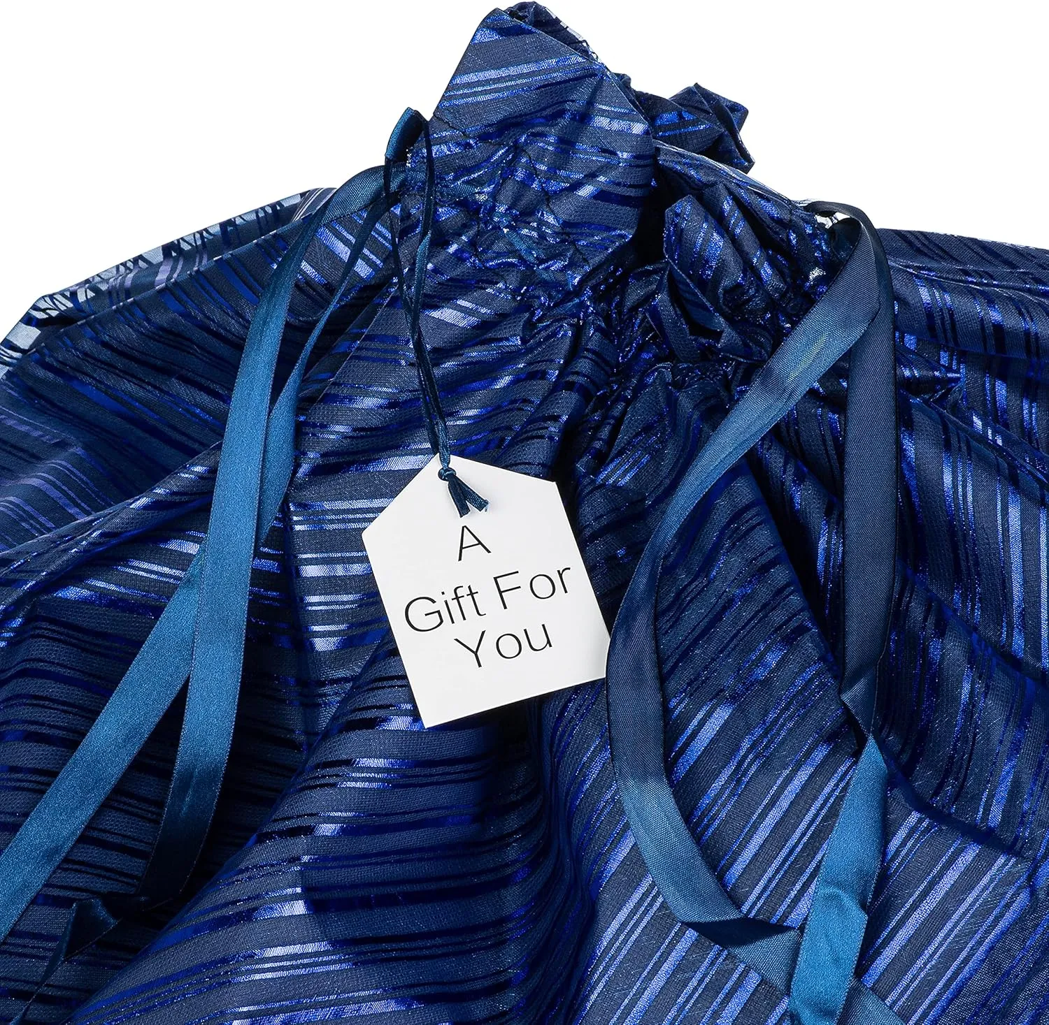 K-Kraft 26 x 35.5 inches Reusable Easy-to-Use Gift Wrap Bag available in Three Sizes great for Hanukkah, Valentine's Day, Christmas, Birthdays and more (Festive Blue Stripes, 26 x 35.5 inches)