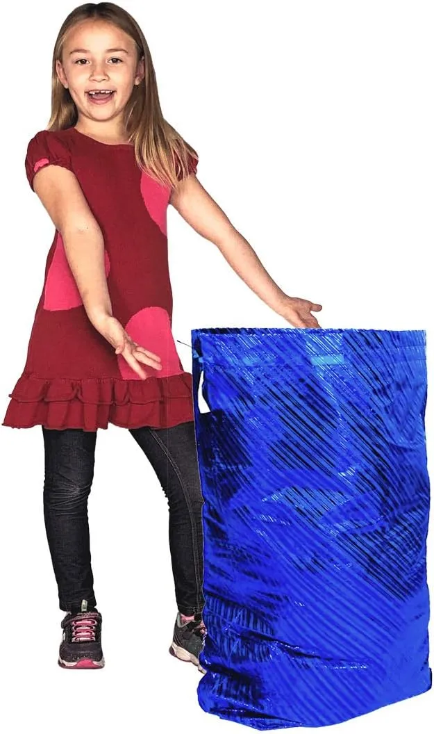 K-Kraft 26 x 35.5 inches Reusable Easy-to-Use Gift Wrap Bag available in Three Sizes great for Hanukkah, Valentine's Day, Christmas, Birthdays and more (Festive Blue Stripes, 26 x 35.5 inches)