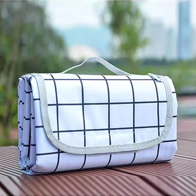 K Y KANGYUN Extra Large Picnic Blanket Outdoor Beach Blankets, Water-Resistant Foldable Sandproof Blankets Cute Picnic Mat for Beach, Camping Grass Lawn Park Mats (White, 80x80 in)