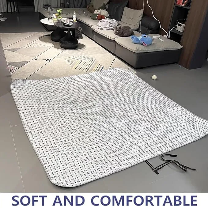 K Y KANGYUN Extra Large Picnic Blanket Outdoor Beach Blankets, Water-Resistant Foldable Sandproof Blankets Cute Picnic Mat for Beach, Camping Grass Lawn Park Mats (White, 80x80 in)