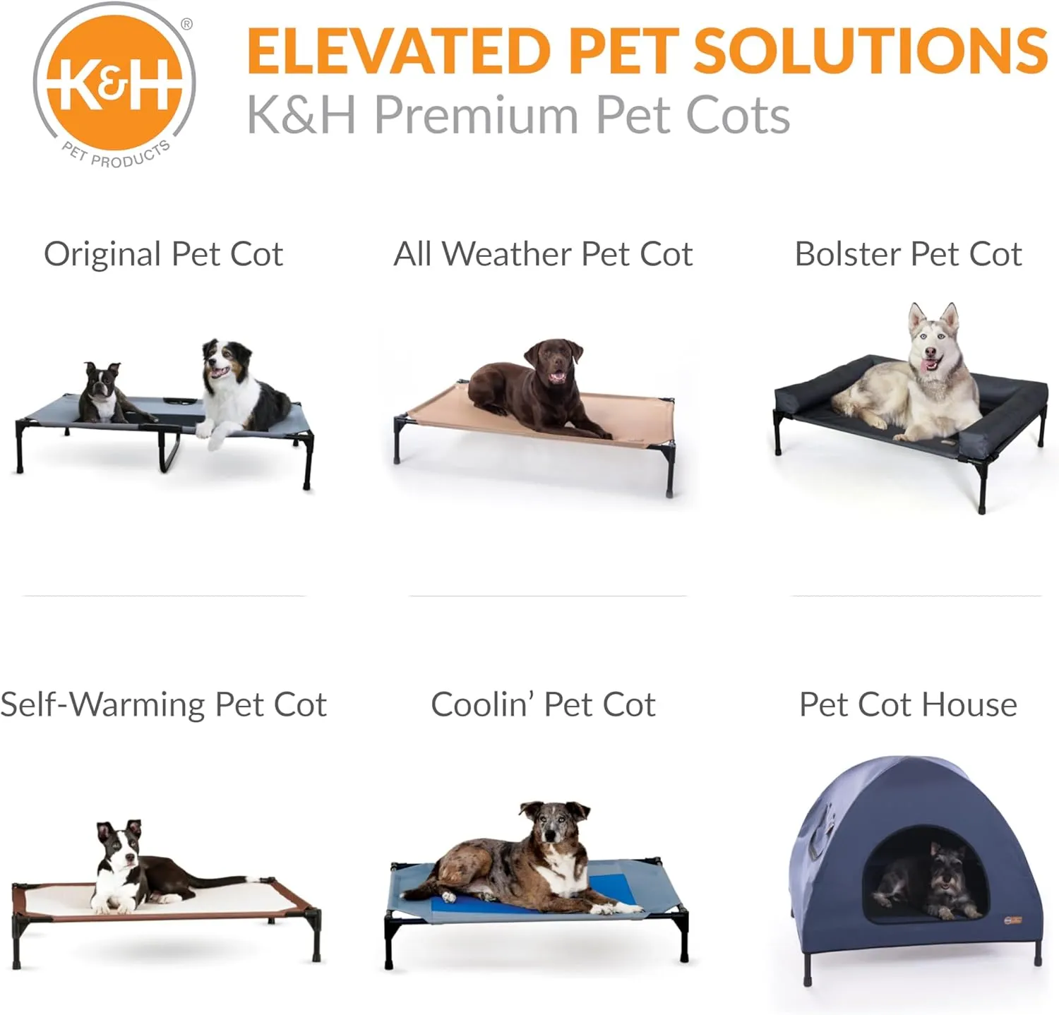 K&H Pet Products Bolster Dog Cot, Cooling Indoor Outdoor Elevated Cot Hammock Dog Bed with Removable Washable Bolsters, Washable Mesh Cover, Raised Metal Frame - Large 42 X 30in Charcoal