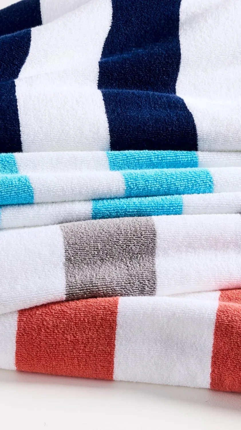 Kassatex Cabana Stripe Beach Towels - Navy