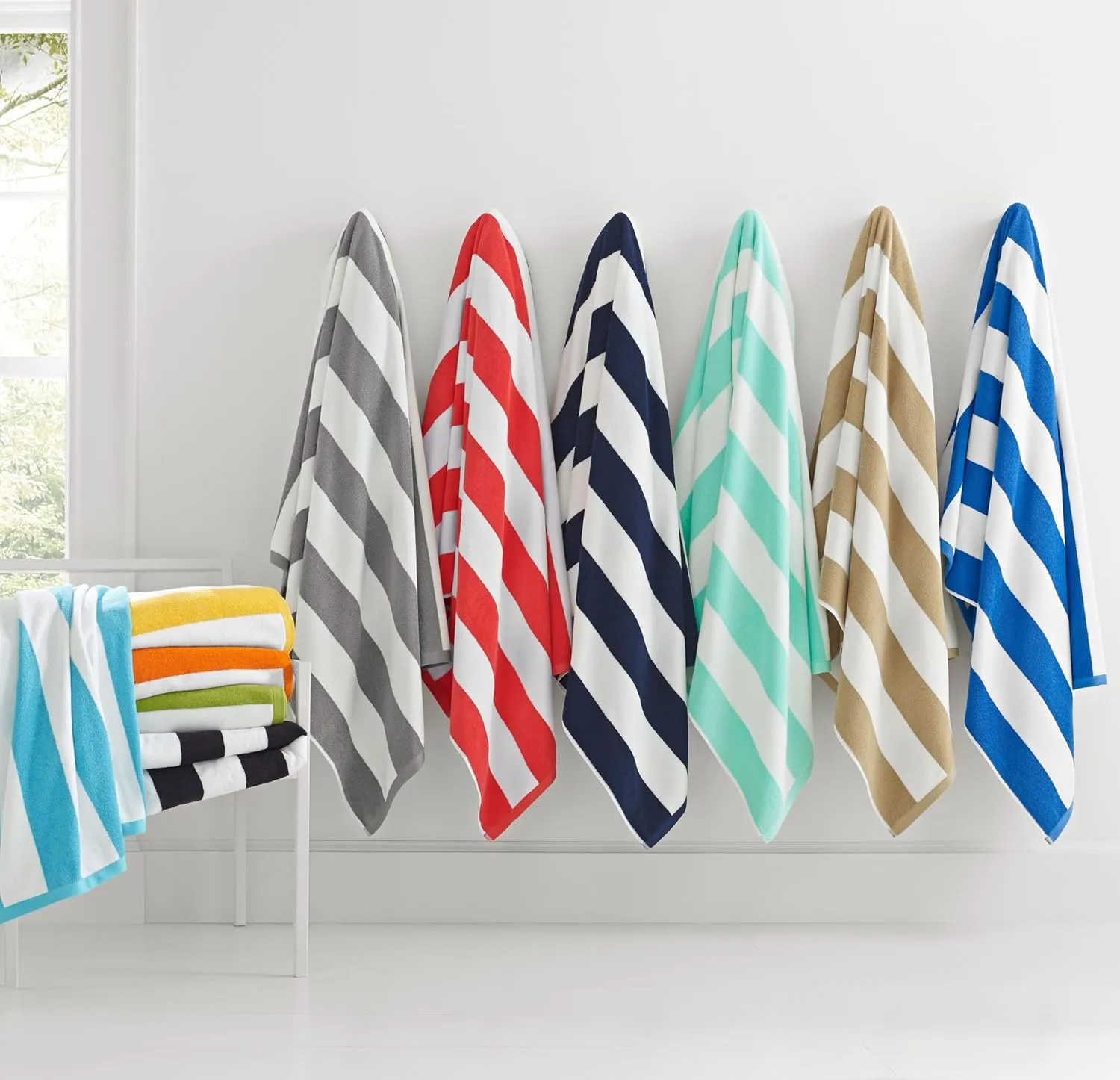 Kassatex Cabana Stripe Beach Towels - Navy