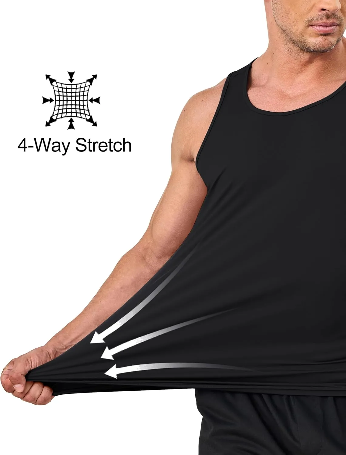 KEFITEVD Men's UPF 50  Tank Top Sleeveless Workout Swim Shirts Quick Dry Muscle Shirt for Bodybuilding Gym Beach