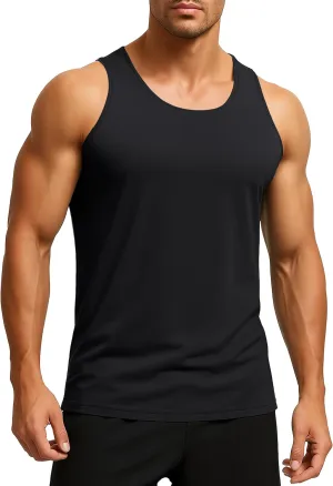 KEFITEVD Men's UPF 50  Tank Top Sleeveless Workout Swim Shirts Quick Dry Muscle Shirt for Bodybuilding Gym Beach