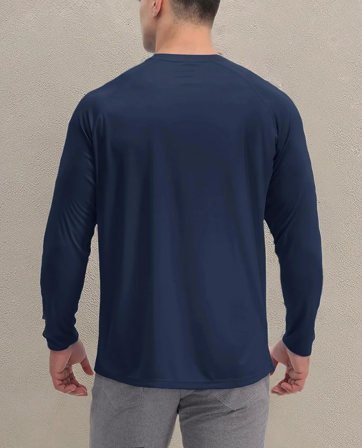 KEFITEVD Men's UV Sun Protection UPF 50  Shirts Long Sleeve Rash Guard Workout Quick Dry Shirt for Hiking Fishing Swimming