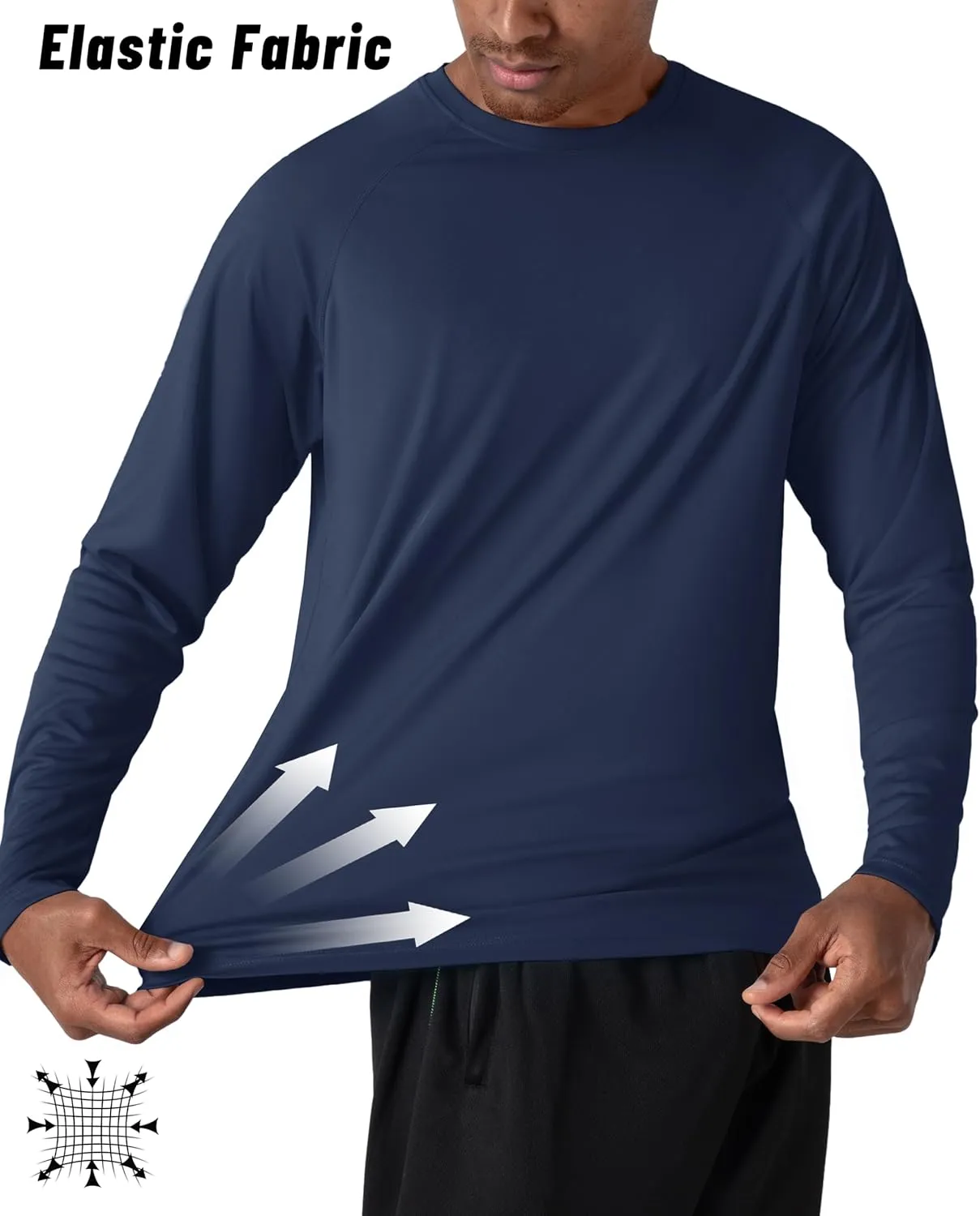 KEFITEVD Men's UV Sun Protection UPF 50  Shirts Long Sleeve Rash Guard Workout Quick Dry Shirt for Hiking Fishing Swimming