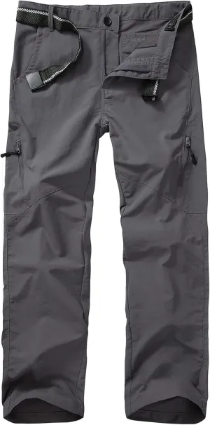 Kids Cargo Hiking Pants Boys Girls Youth Casual Quick Dry Waterproof Outdoor Scout Uniform Pants #9030 Grey-XL
