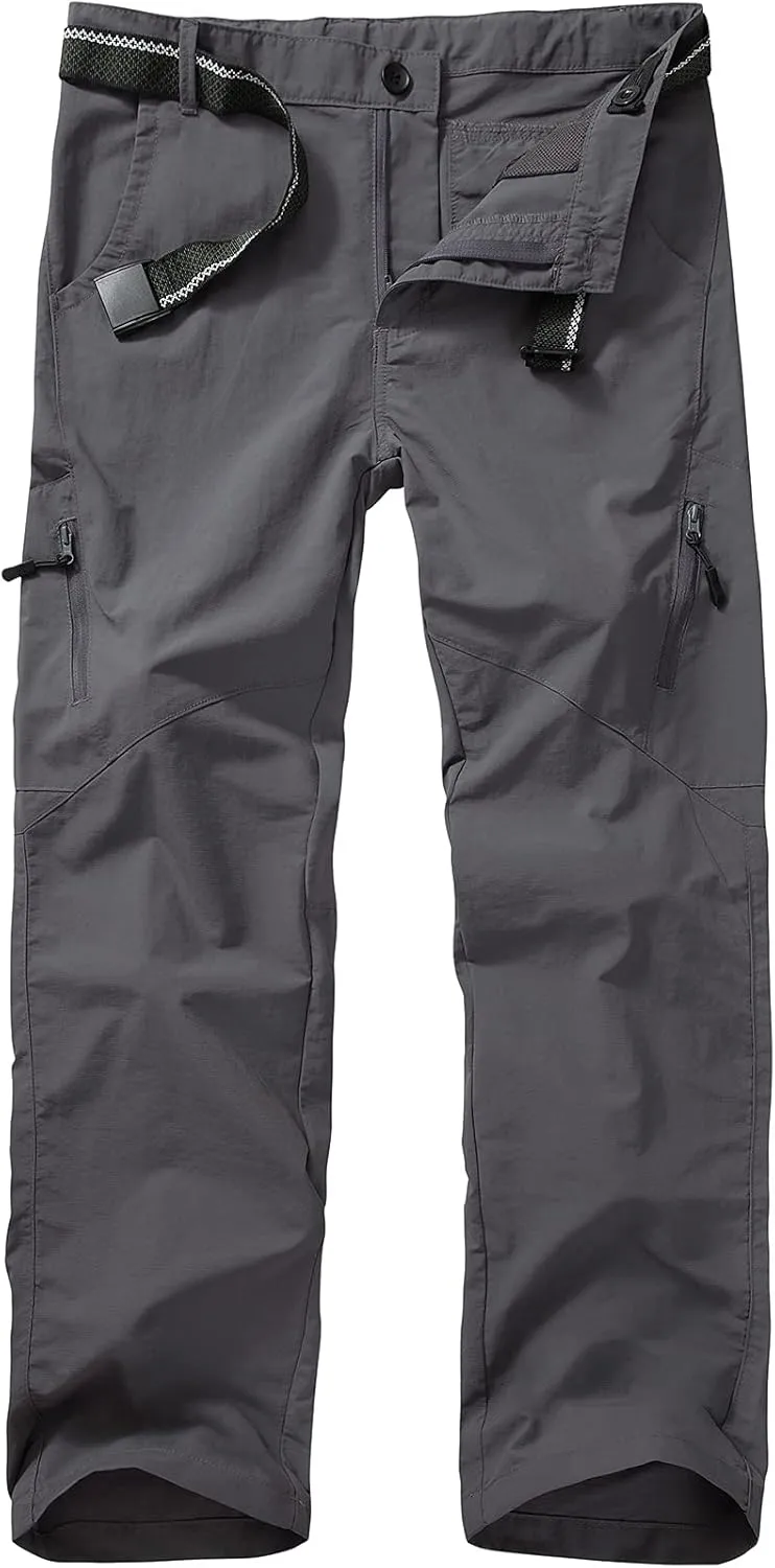 Kids Cargo Hiking Pants Boys Girls Youth Casual Quick Dry Waterproof Outdoor Scout Uniform Pants #9030 Grey-XL