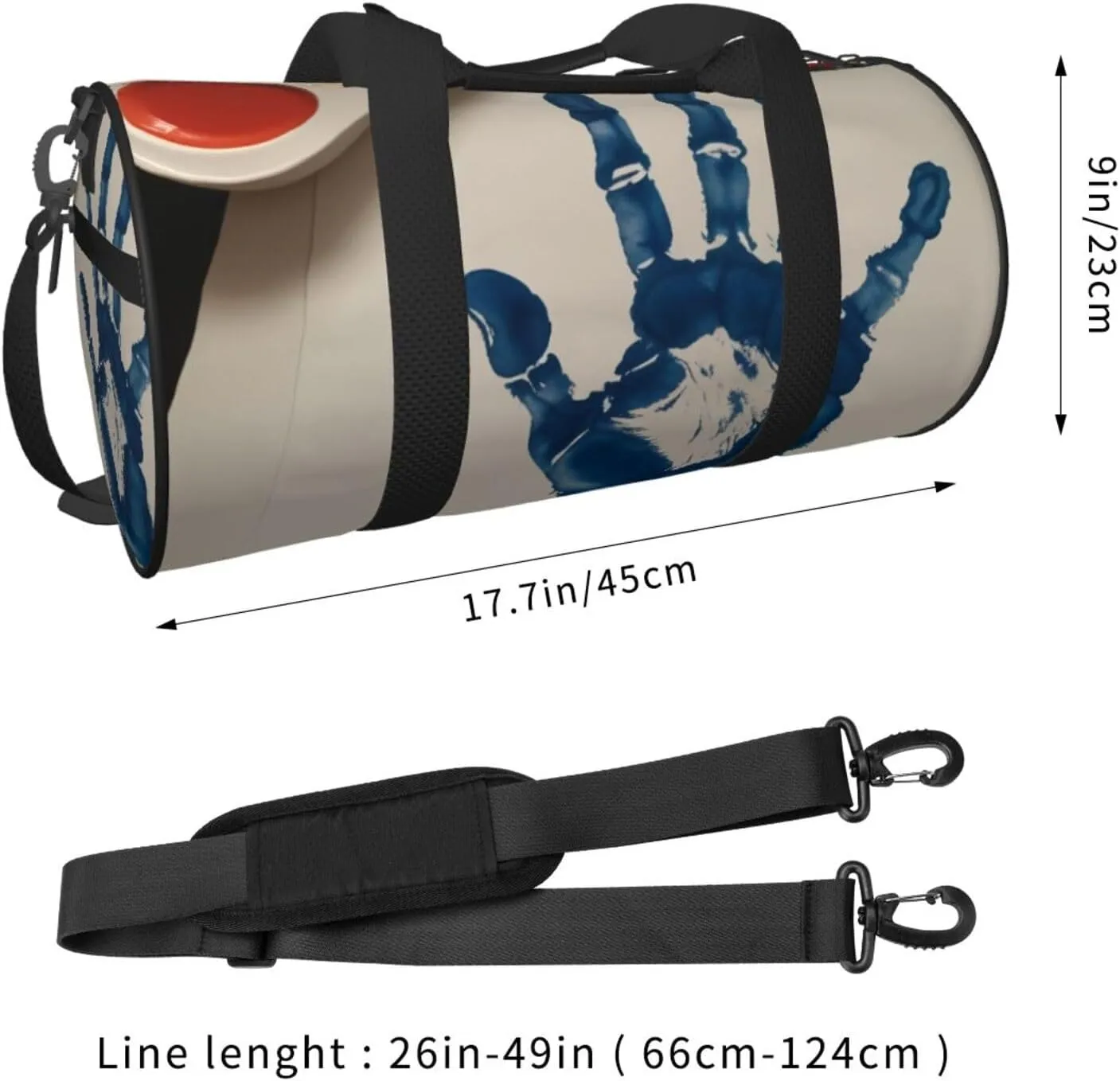 Kids Hand Print Printed Travel Bag,Round Personal Item Storage bag,Foldie Duffel Bag for Traveling Vacation,Fitness,Sports