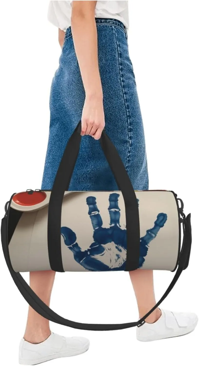 Kids Hand Print Printed Travel Bag,Round Personal Item Storage bag,Foldie Duffel Bag for Traveling Vacation,Fitness,Sports