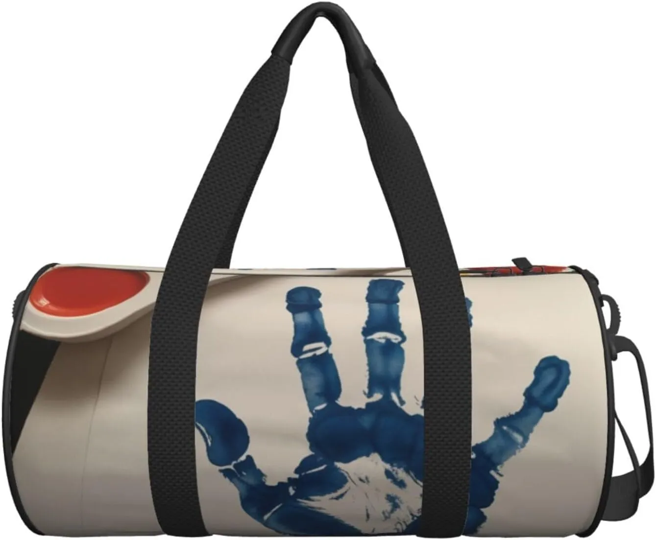 Kids Hand Print Printed Travel Bag,Round Personal Item Storage bag,Foldie Duffel Bag for Traveling Vacation,Fitness,Sports