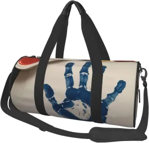 Kids Hand Print Printed Travel Bag,Round Personal Item Storage bag,Foldie Duffel Bag for Traveling Vacation,Fitness,Sports