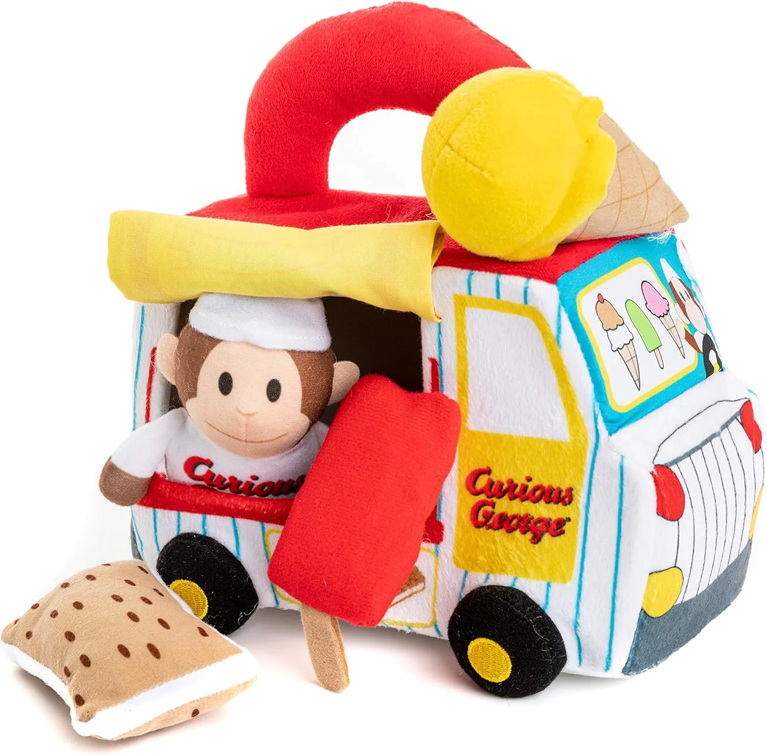 KIDS PREFERRED Curious George Ice Cream Truck Playset with Music and Plush Toys