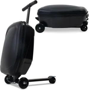 Kids Scooter Luggage, 2- in- 1 Folding Carry On Hardshell Ride On Scooter Suitcase Multifunctional Ride On for Boys & Girls Ages 4-15 | Lightweight Travel Suitcase for Airplane, Check-In