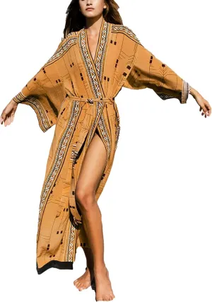 Kimono Cardigan Swimwear Cover Up Loose & Comfy Multipurpose Design Perfectly Oversized (752-3 Ginger,X-Large,US,Numeric,8,Regular,Regular,20)