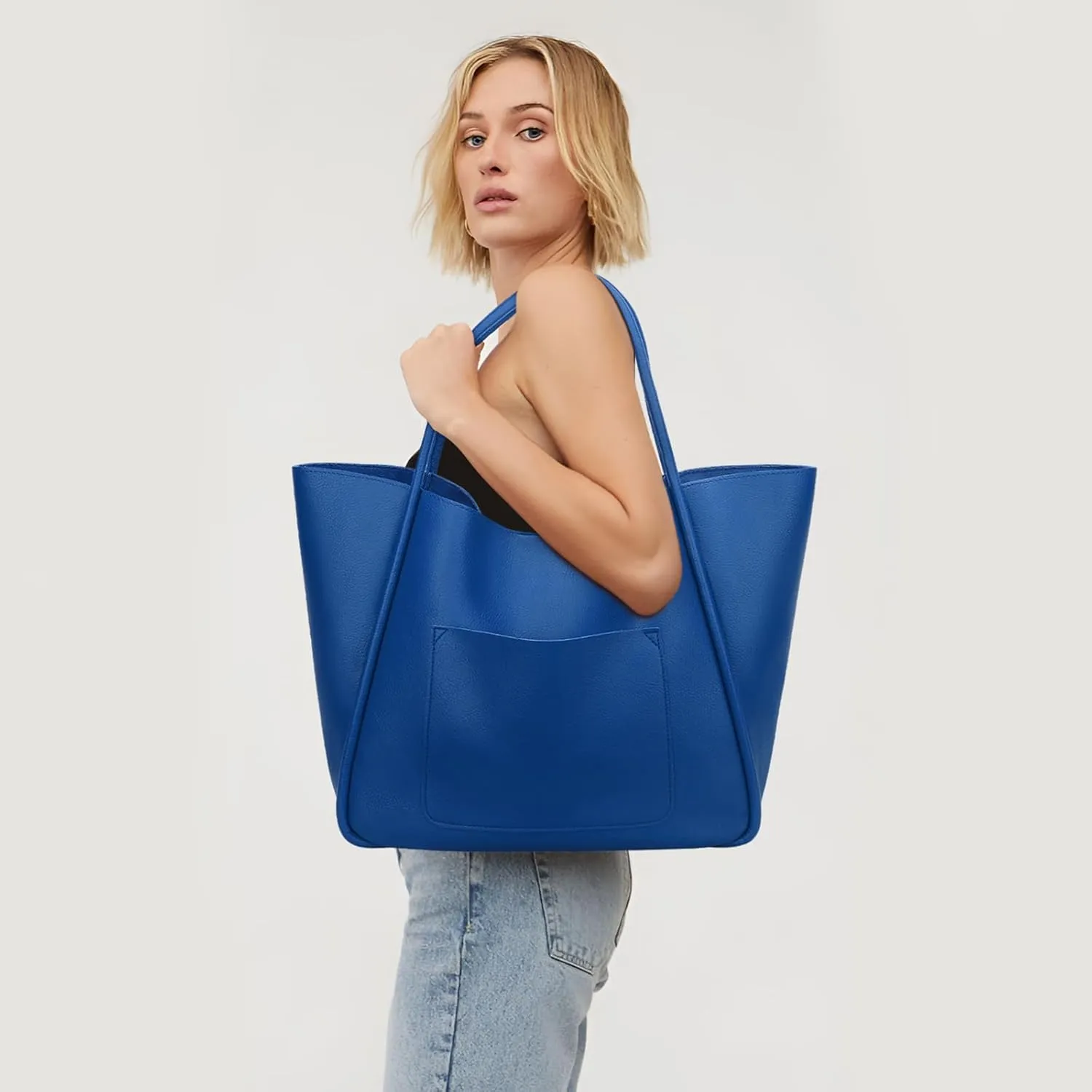 KKXIU Tote Bag for Women Vegan Leather Shoulder Purse Large Capacity Travel Bag