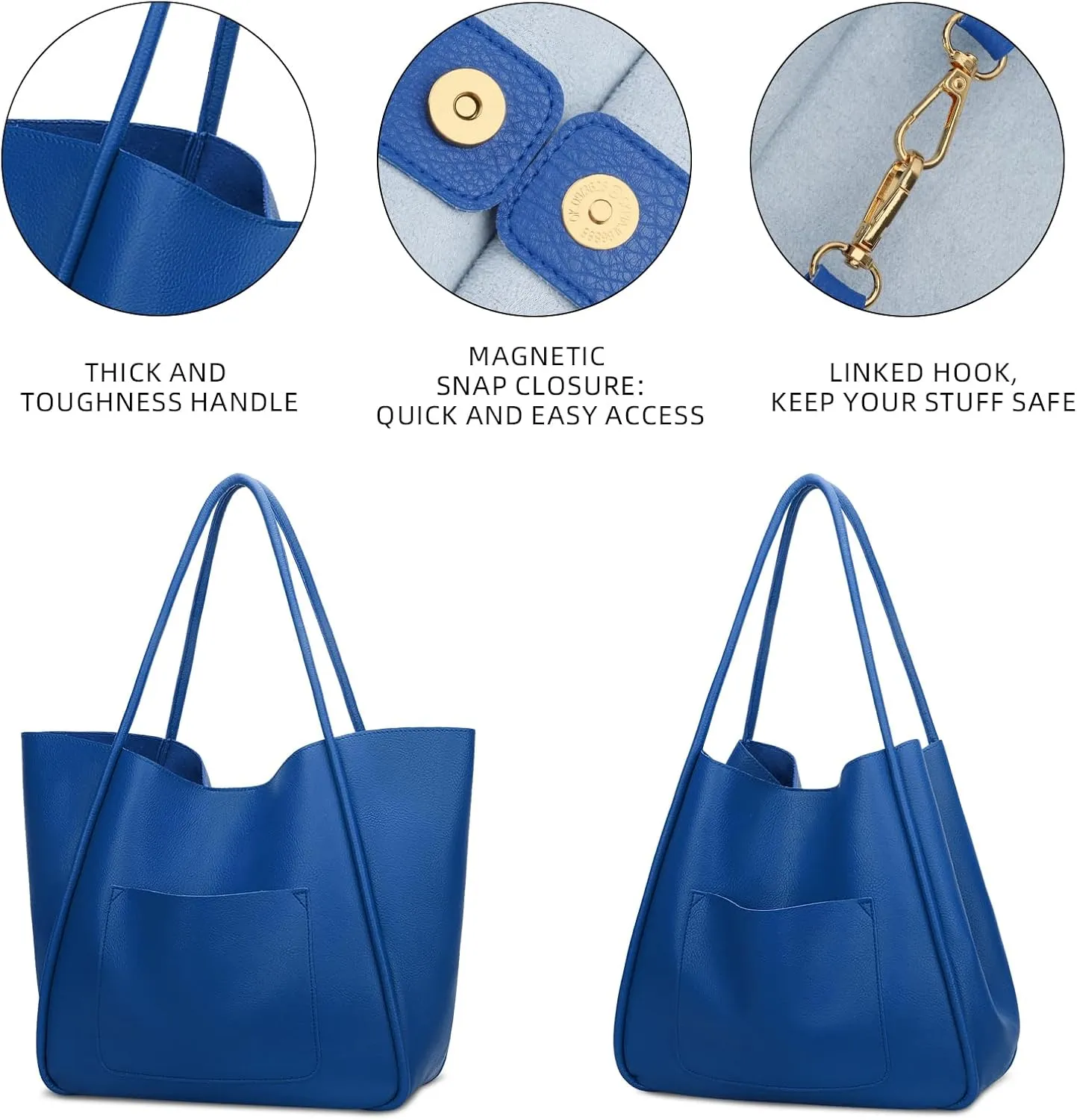 KKXIU Tote Bag for Women Vegan Leather Shoulder Purse Large Capacity Travel Bag