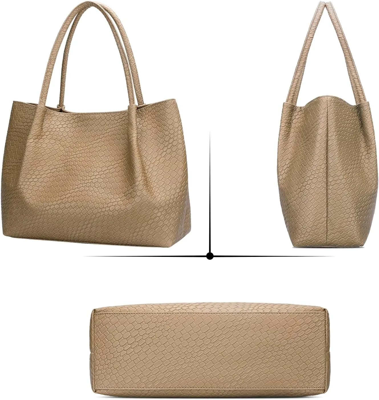 KKXIU Tote Bag for Women Vegan Leather Shoulder Purse Large Capacity Travel Bag