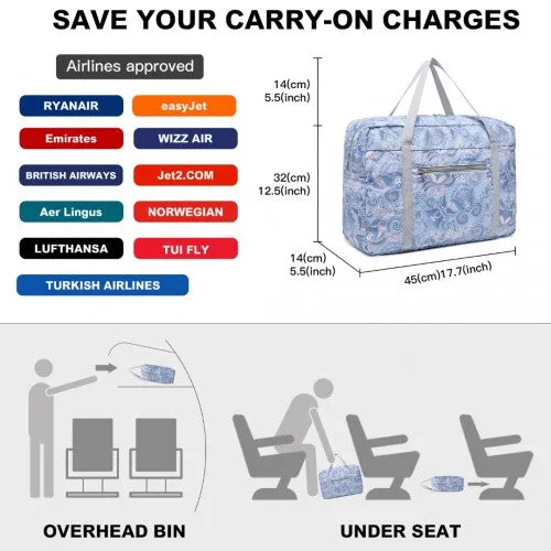 Kono Foldable Waterproof Storage Cabin Travel Handbag Print - Light Blue