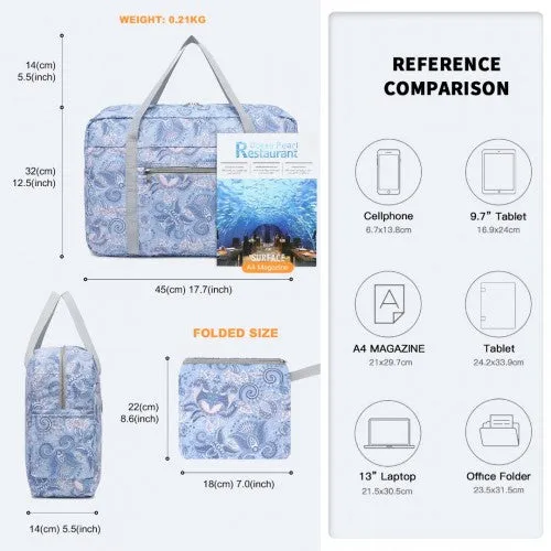 Kono Foldable Waterproof Storage Cabin Travel Handbag Print - Light Blue