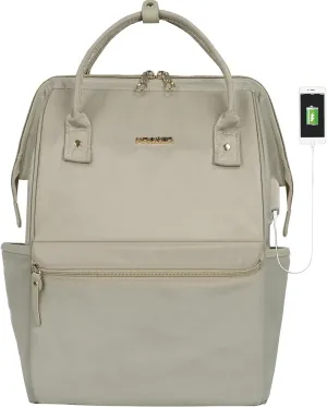 KROSER Laptop Backpack 17" Stylish Backpack Water Repellent College Casual Daypack with USB Port Travel Business Work Bag for Men/Women Light khaki