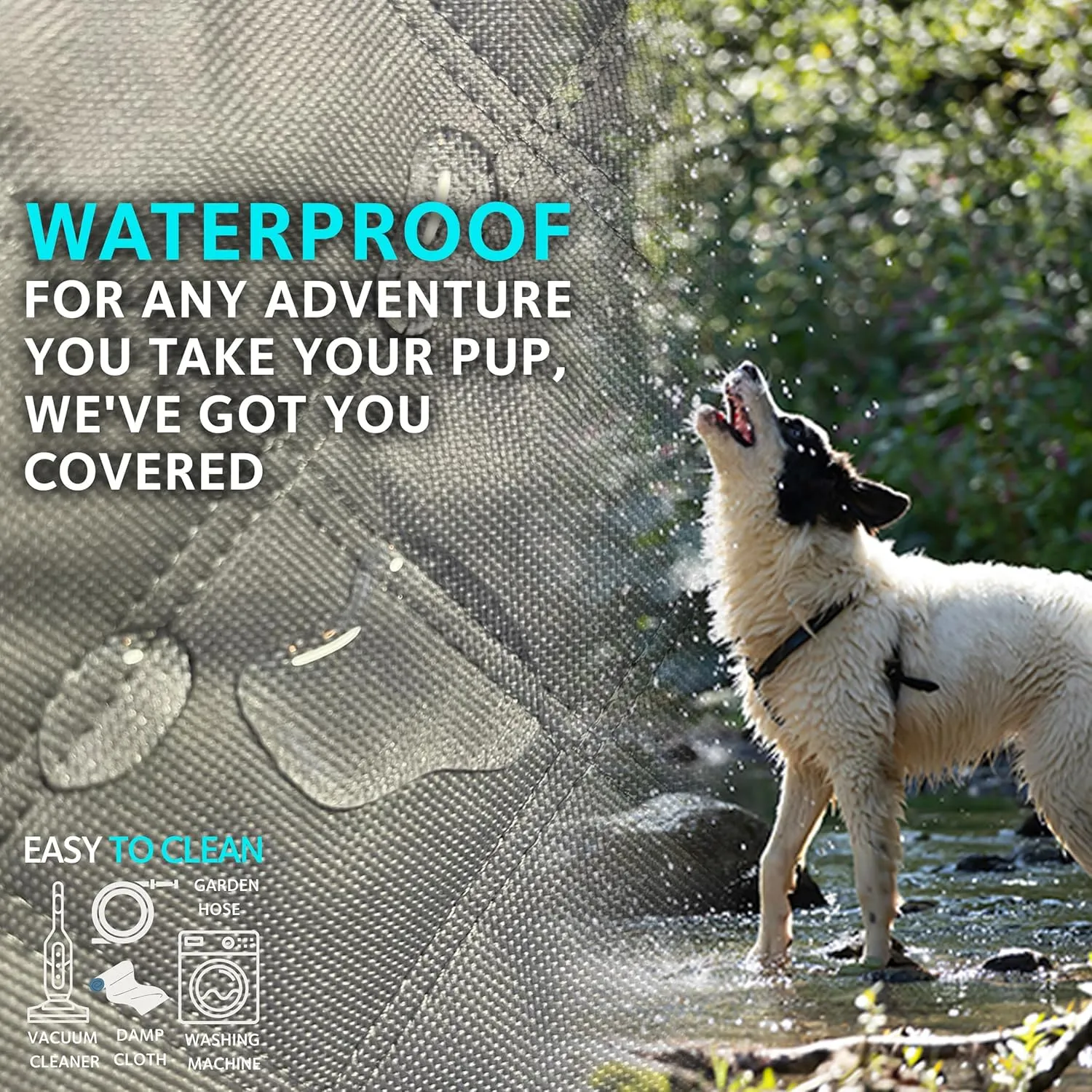 KULULU Truck Size Dog Car Seat Cover, 100% Waterproof with Mesh Window, Scratchproof, Grey, X-Large (60" W x 64" L)