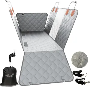 KULULU Truck Size Dog Car Seat Cover, 100% Waterproof with Mesh Window, Scratchproof, Grey, X-Large (60" W x 64" L)