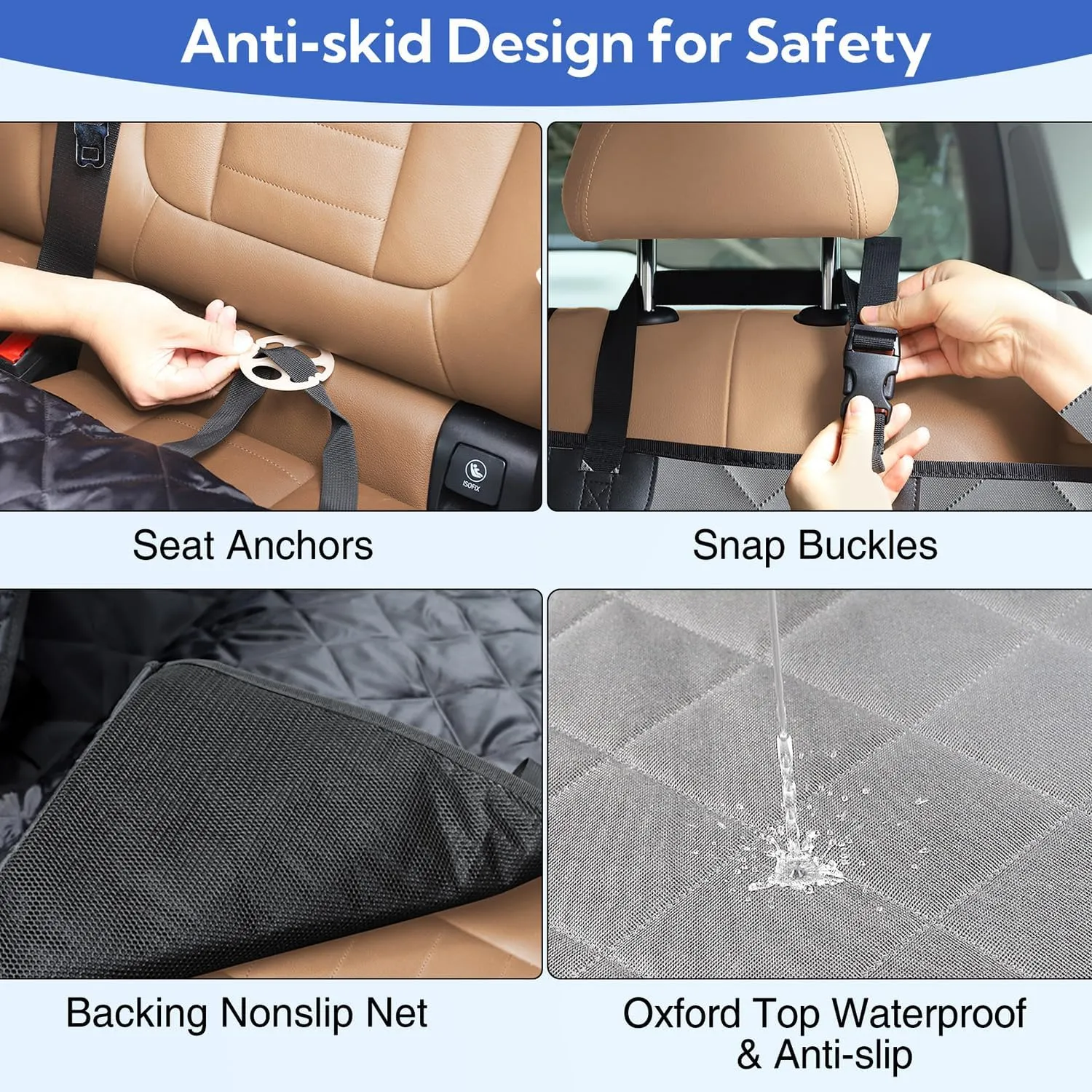 Kytely Dog Car Seat Cover for Back Seat,Waterproof Hammock with Mesh Window, Anti-Scratch Nonslip Car Seat Protector for Dogs, 600D Heavy Duty Dog Seat Cover for Cars Trucks and Suvs Gray