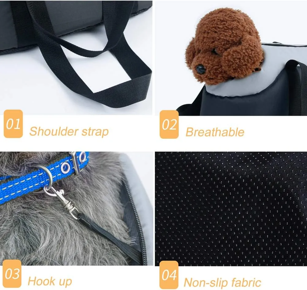 La La Pet® Soft-Sided Pet Handbag Carrier Pet Purse Tote Portable Bag Carrier Cat Dog Travel Bag Pet Shoulder Bag with Safety Zipper(Black, L)