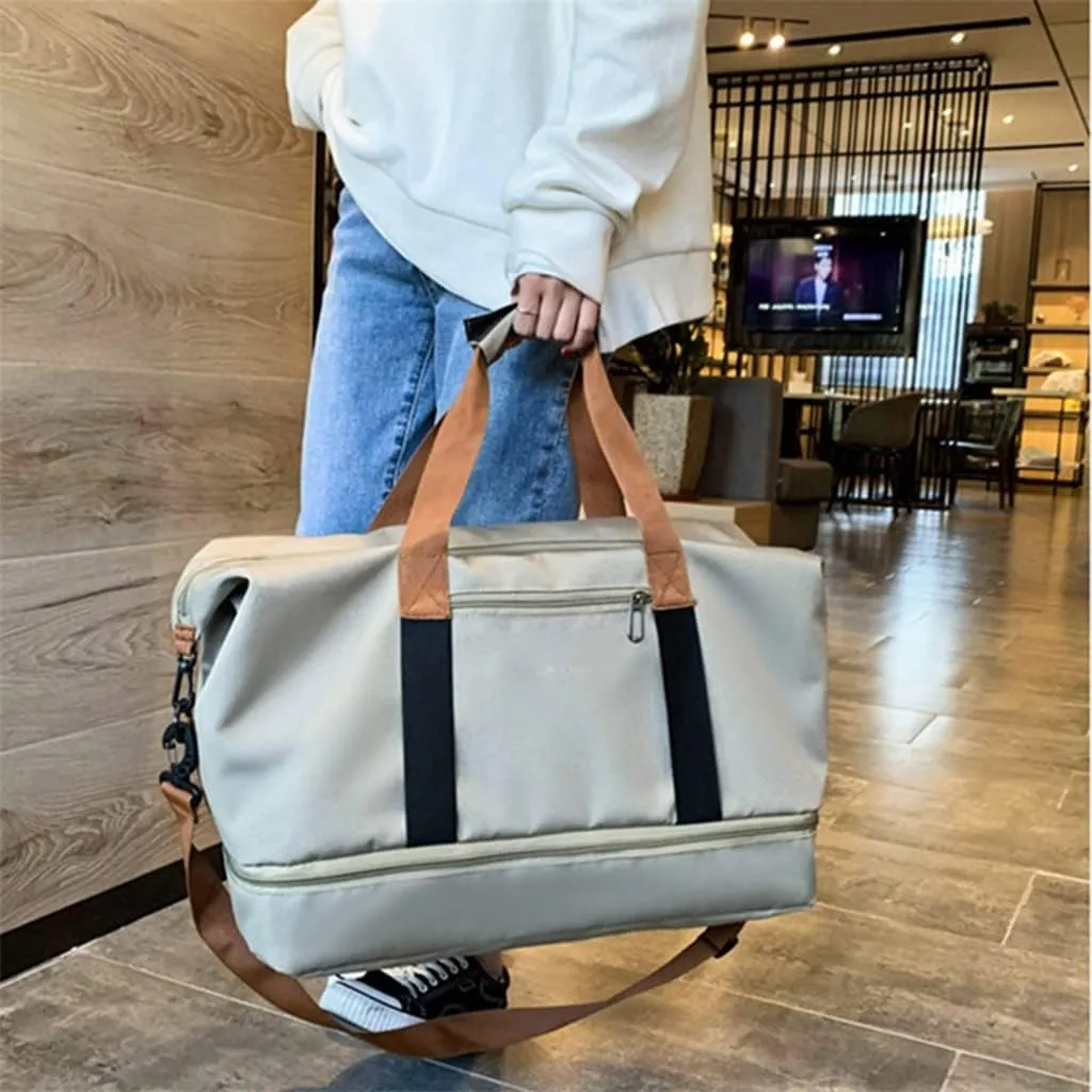 Ladies Fitness Handbag Fitness Travel Bag Nylon Shoulder Crossbody Sports Leisure Yoga Bag(E)