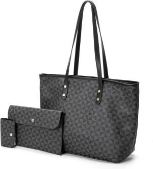 Ladies Handbag Large Capacity Shoulder Bag Soft Leather Three Piece Shopping Travel Tote Bag