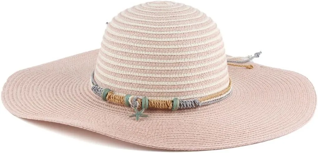 Ladies Stripe Stitching Dome Hat Outdoor Travel Large Brim Hat