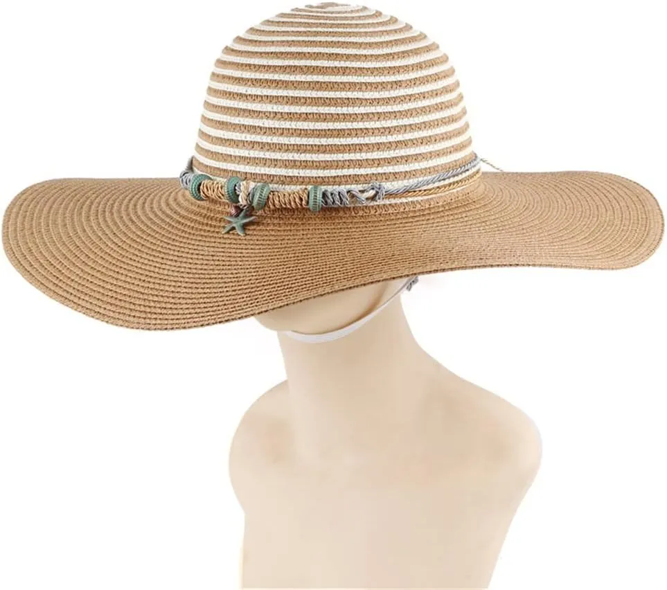 Ladies Stripe Stitching Dome Hat Outdoor Travel Large Brim Hat