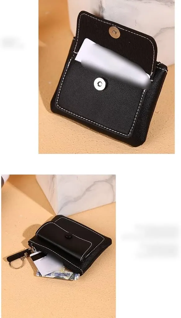 Ladies Zipper Cropped Wallet Card Holder Buckle Purse Key Case(E)