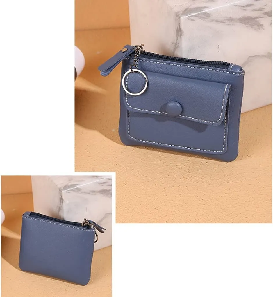 Ladies Zipper Cropped Wallet Card Holder Buckle Purse Key Case(E)