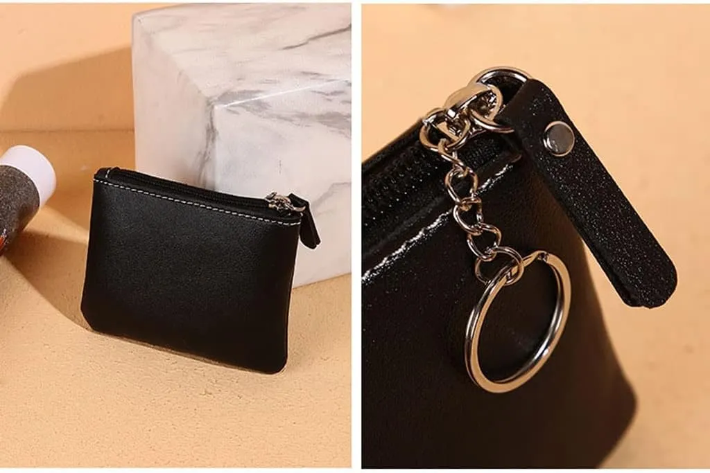 Ladies Zipper Cropped Wallet Card Holder Buckle Purse Key Case(E)